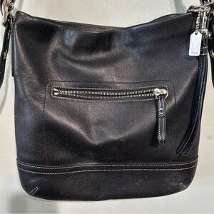 Coach Black Leather Shoulder Bag with Silver Accents No. G04S-1414